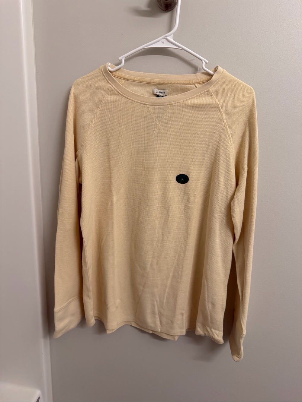 L.L. Bean Unisex Crewneck Long Sleeve Shirt in Pale Yellow - Staple Piece
